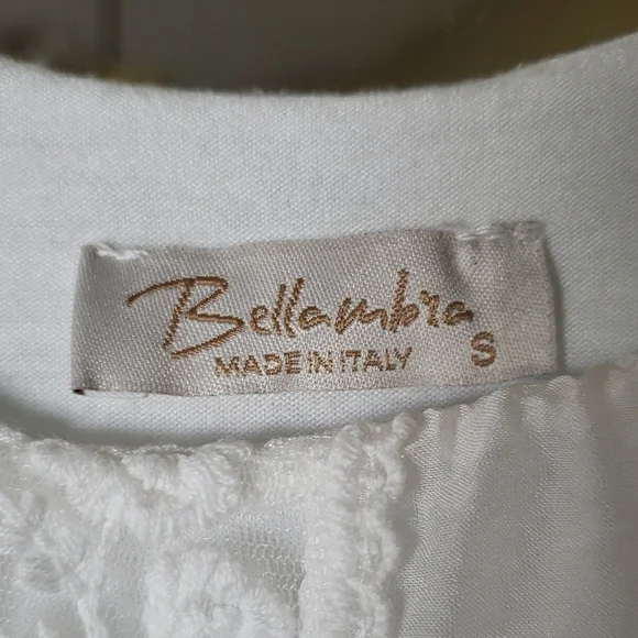 Bellambra White Ruffled 3/4 Sleeve Blouse,made ITALY - Picture 3 of 7